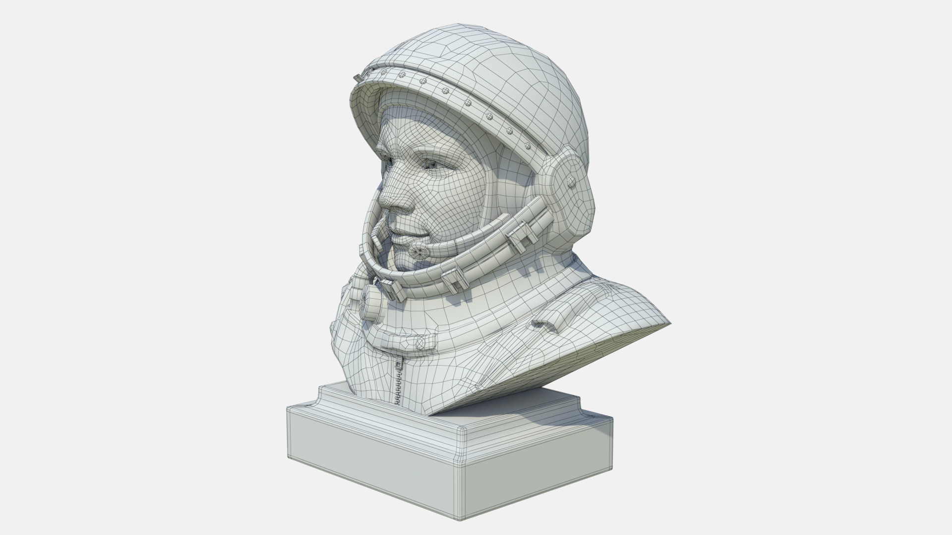 Gagarin bust of man in helmet Low-poly 3D model_8