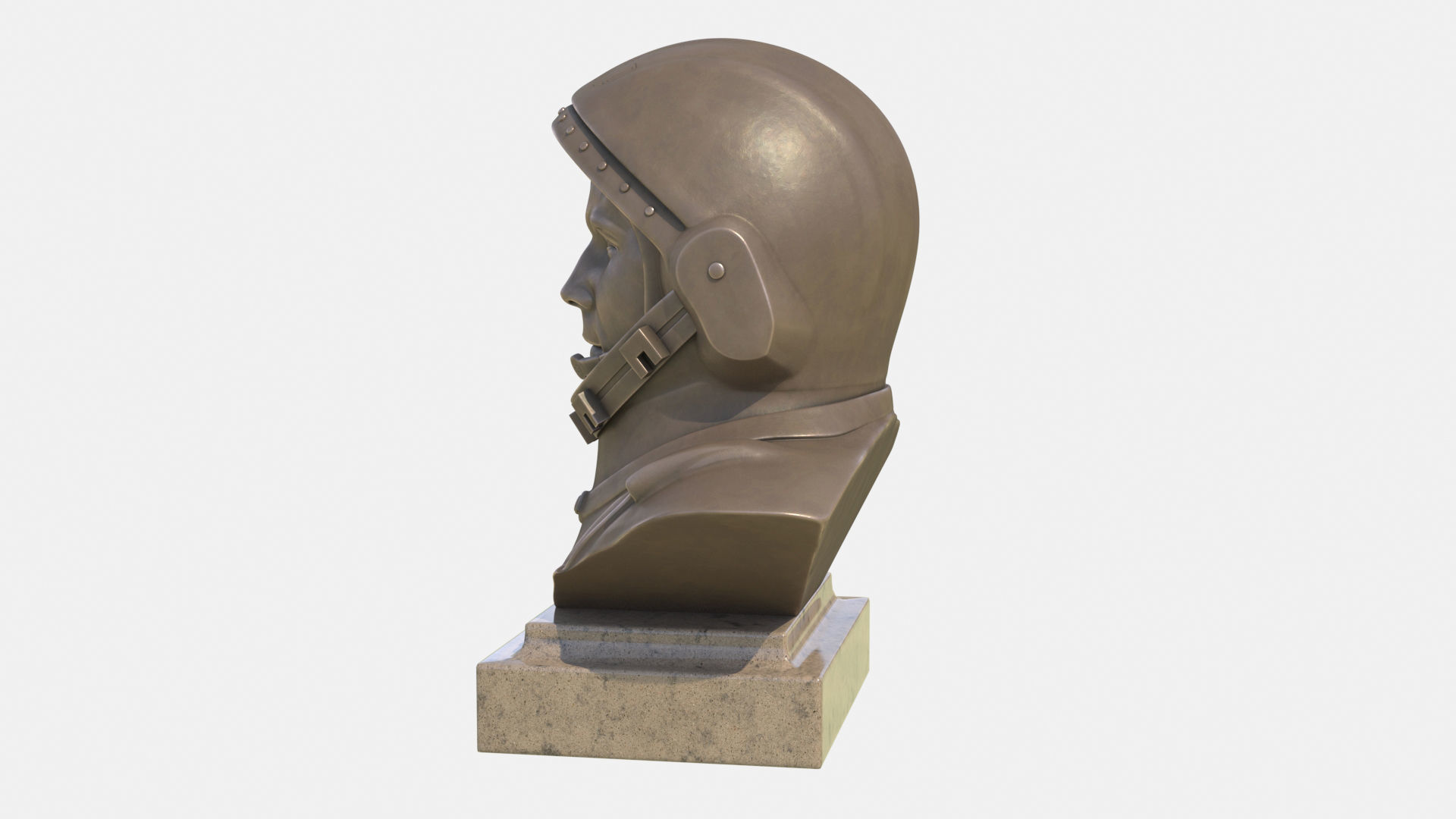 Gagarin bust of man in helmet Low-poly 3D model_3