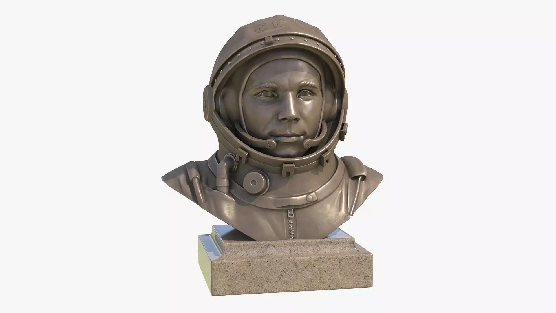 Gagarin bust of man in helmet Low-poly 3D model_0
