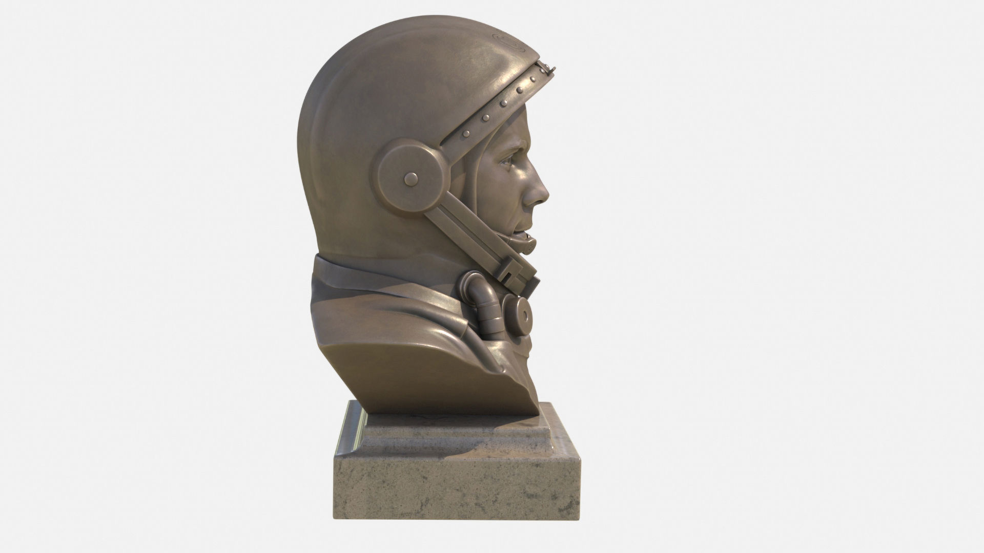 Gagarin bust of man in helmet Low-poly 3D model_4