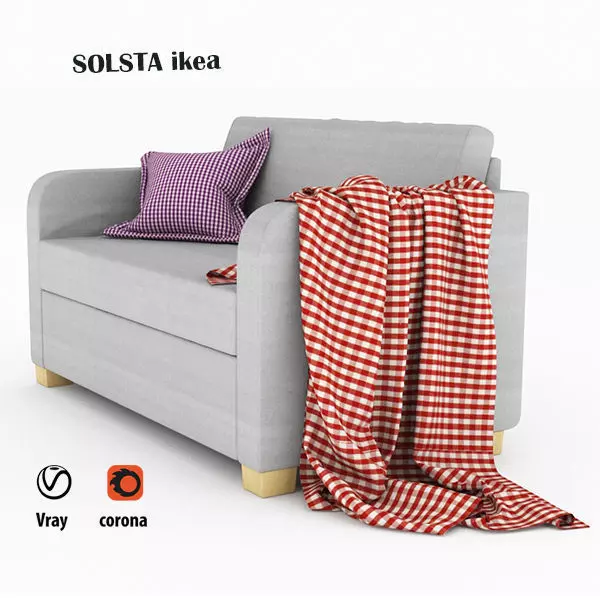 SOLSTA plaid blanket on chair 3D model_0