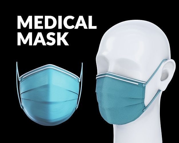 Medical - Surgical face mask with dummy head Low-poly 3D model