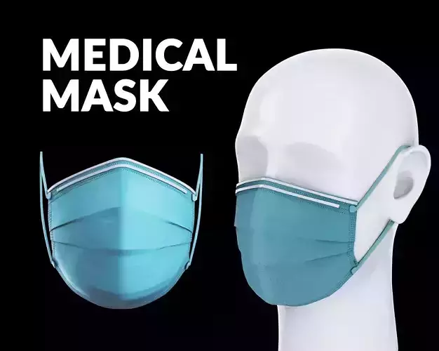 Medical - Surgical face mask with dummy head Low-poly 3D model
