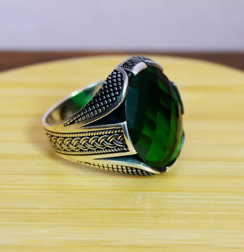 Emerald Silver Ring 3D print model