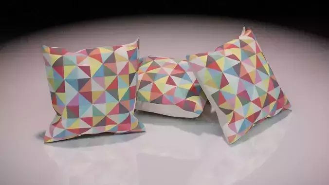 Contemporary colourful cushion design 1 Low-poly 3D model