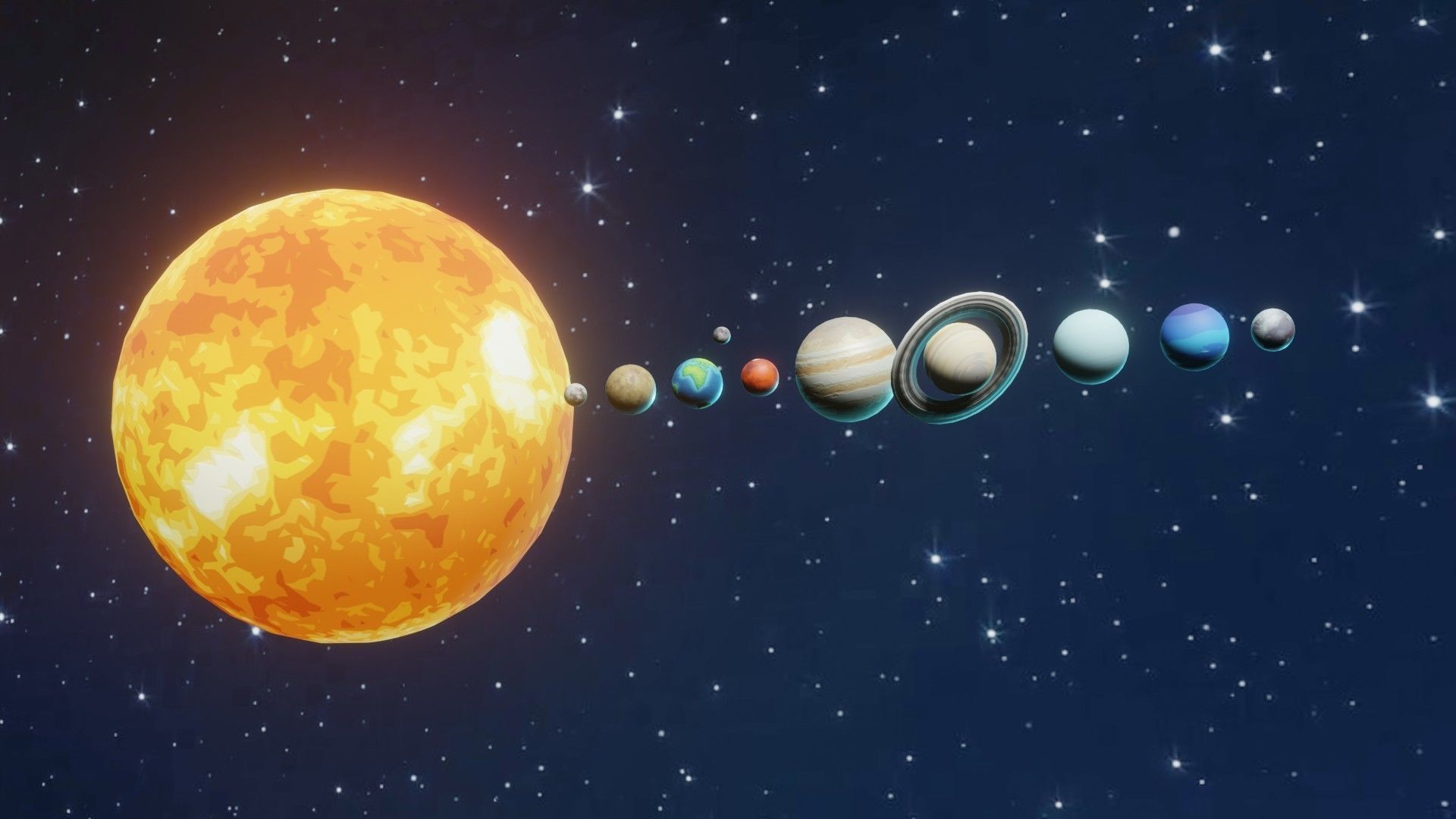 Stylized Solar System 3D Model Low-poly 3D model_3