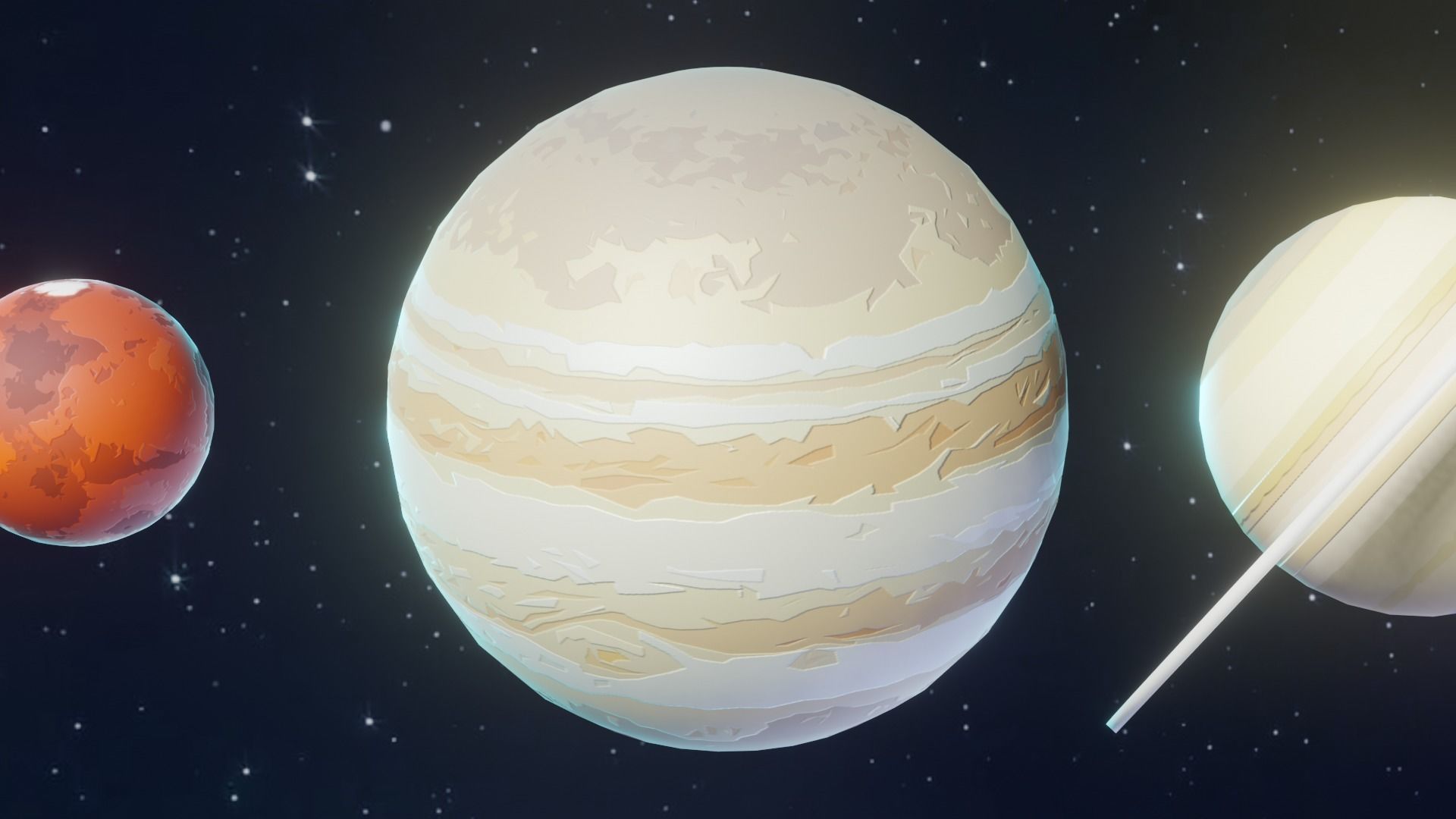 Stylized Solar System 3D Model Low-poly 3D model_9