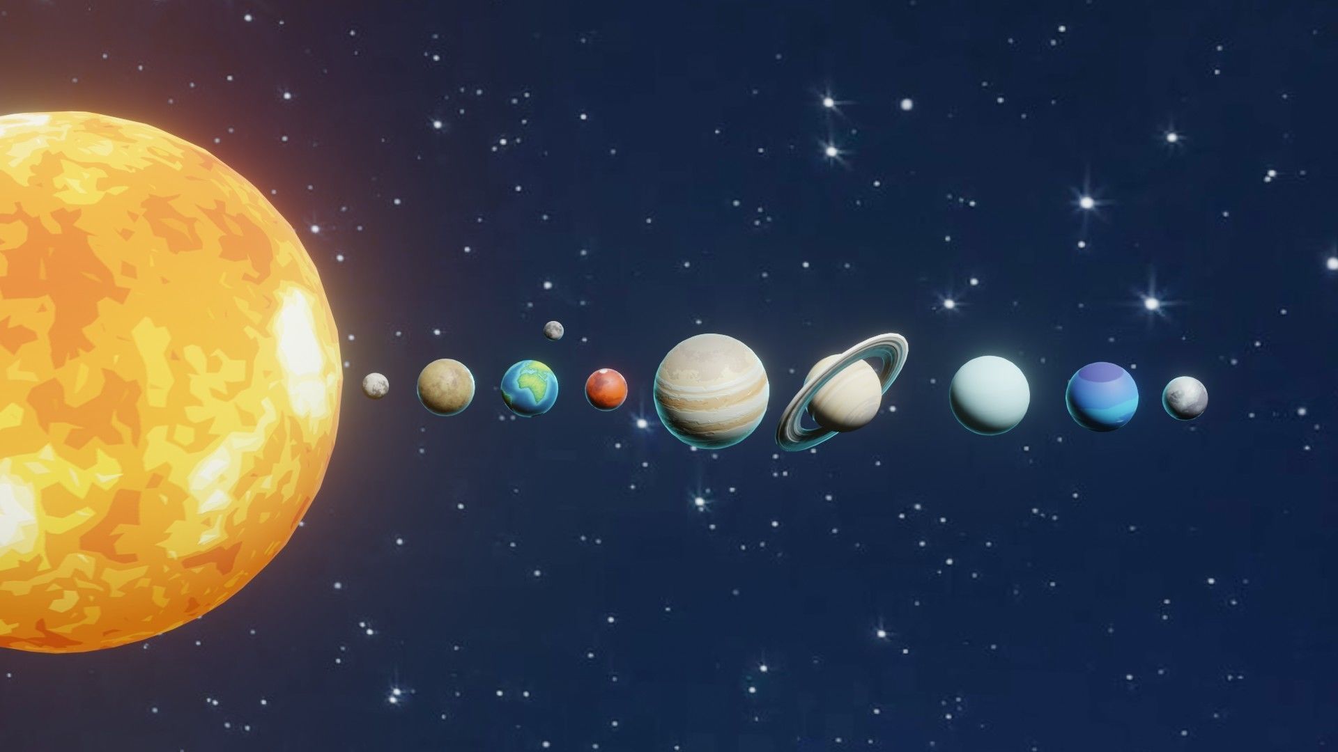 Stylized Solar System 3D Model Low-poly 3D model_2