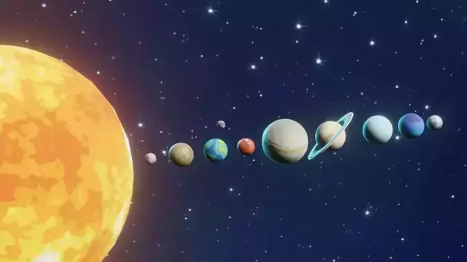Stylized Solar System 3D Model Low-poly 3D model