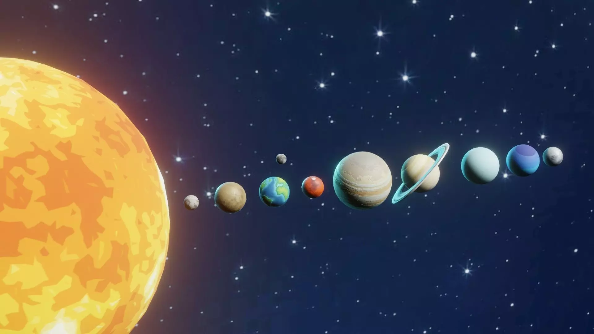 Stylized Solar System 3D Model Low-poly 3D model_0