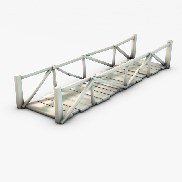 Wooden plank bridge 3D model_4