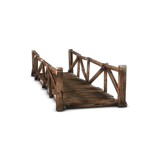 Wooden plank bridge 3D model_5