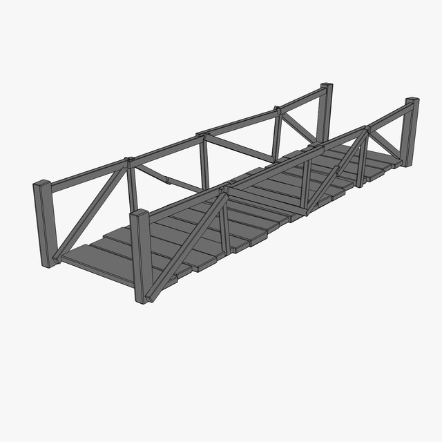Wooden plank bridge 3D model_6