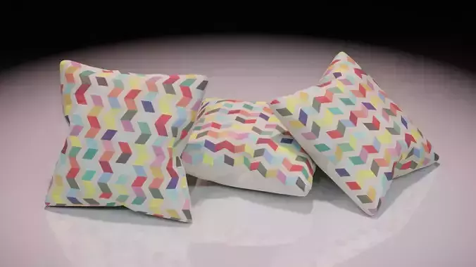 Contemporary colourful cushion design 2 Low-poly 3D model