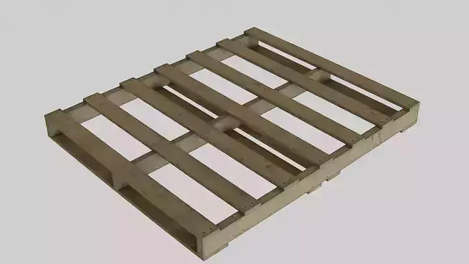 WoodenPalleteOld wooden shelf with shelves Low-poly 3D model