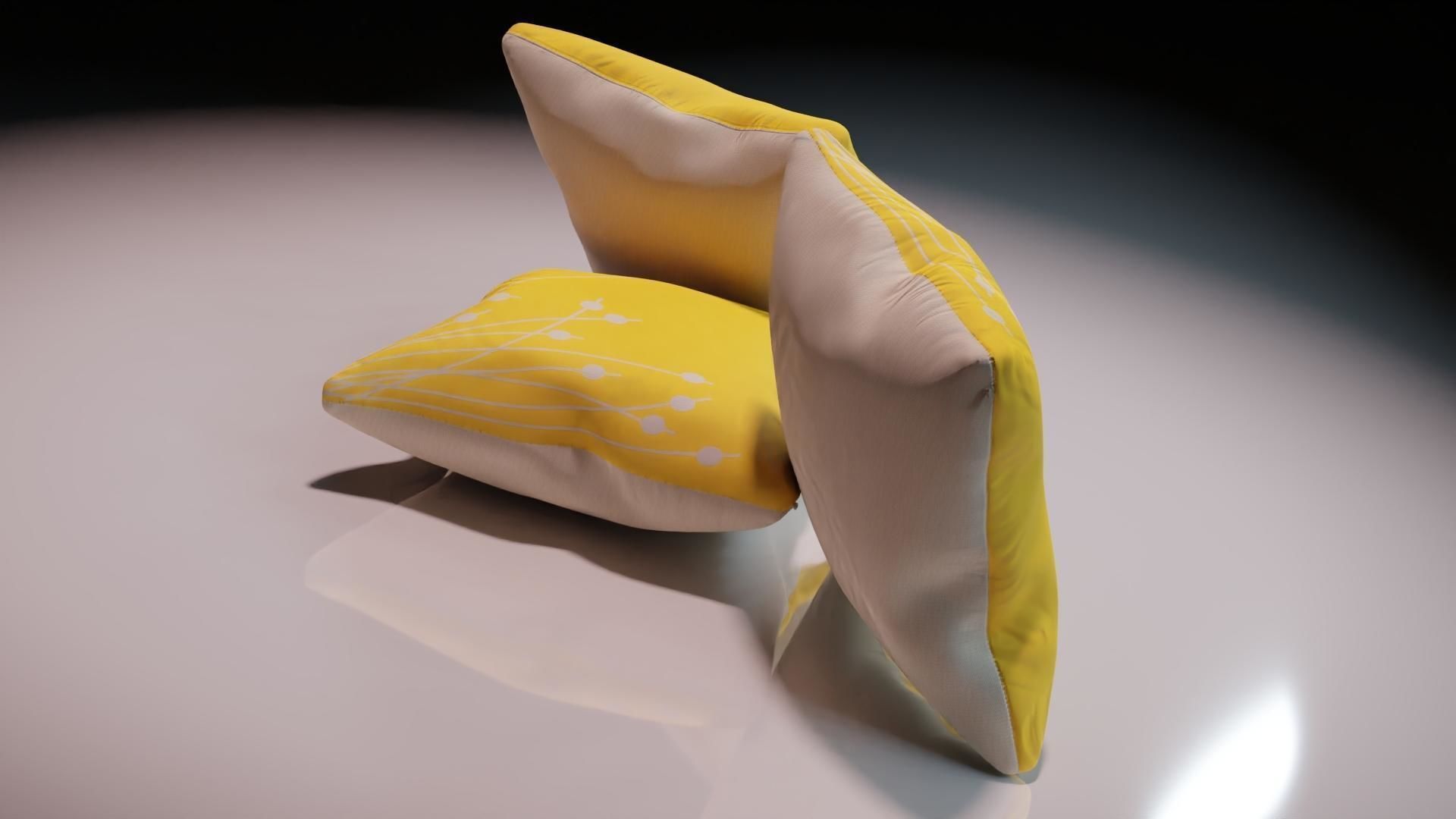 Contemporary colourful cushion design 4 Low-poly 3D model_3