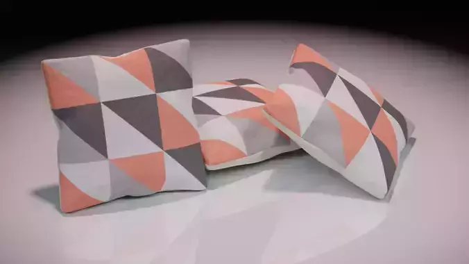Contemporary colourful cushion design 5 Low-poly 3D model