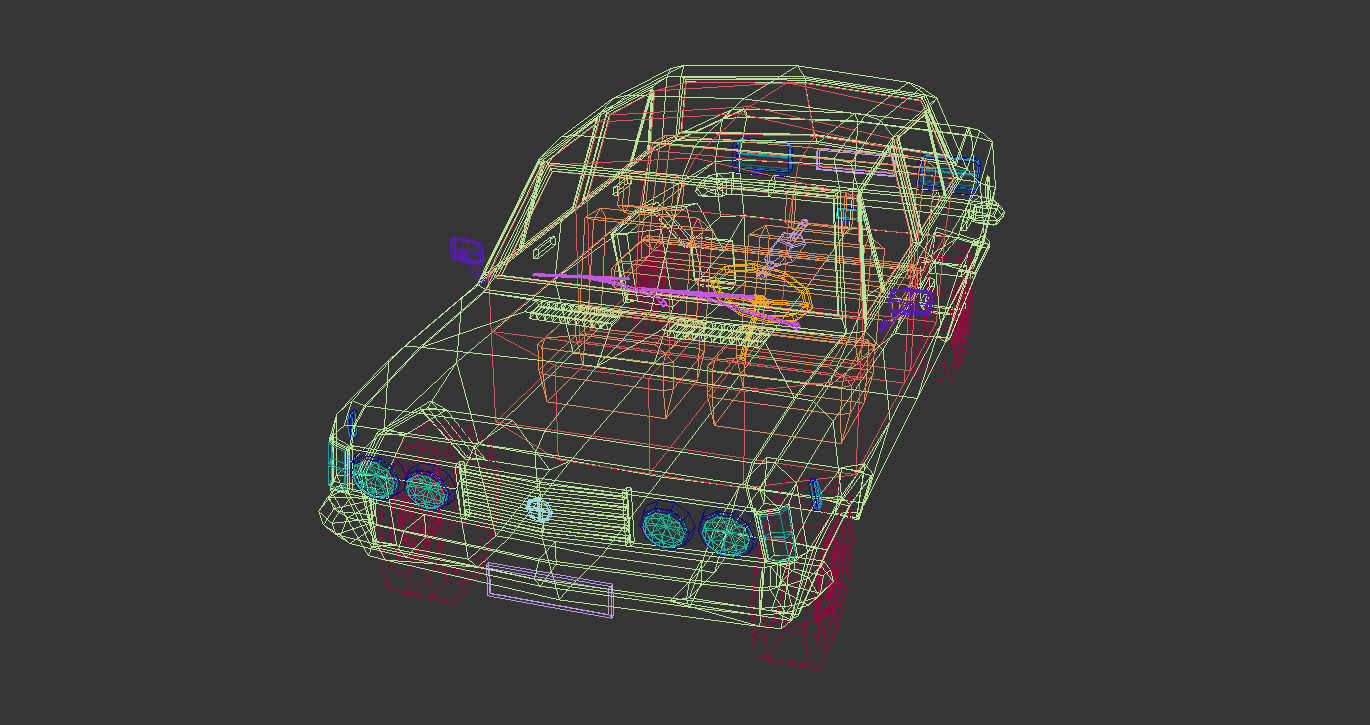 Low Poly Sedan Car 11 Low-poly 3D model_14
