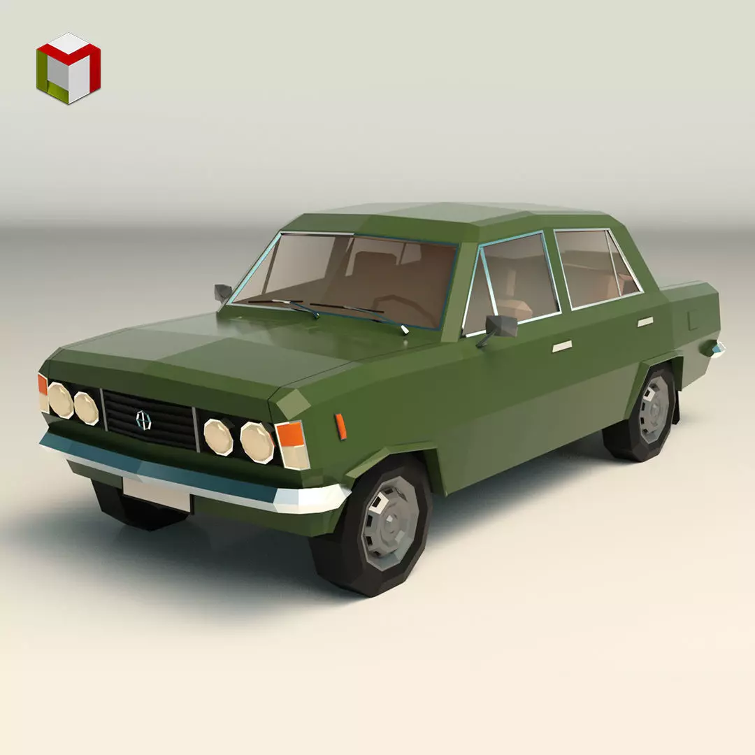 Low Poly Sedan Car 11 Low-poly 3D model_0