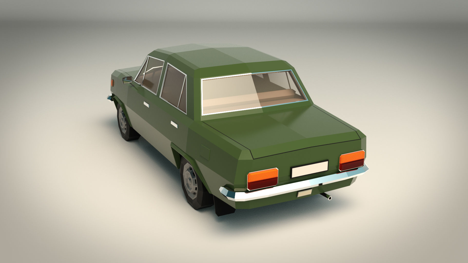 Low Poly Sedan Car 11 Low-poly 3D model_4