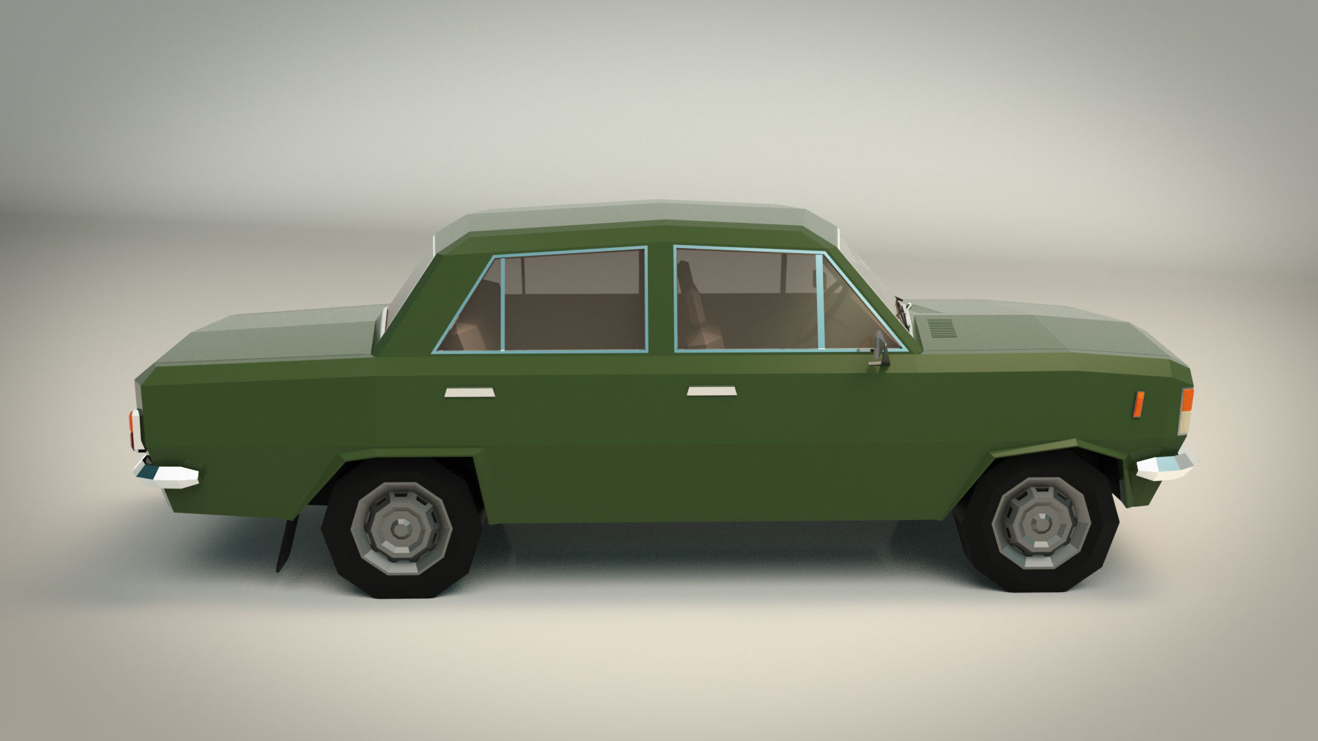 Low Poly Sedan Car 11 Low-poly 3D model_8