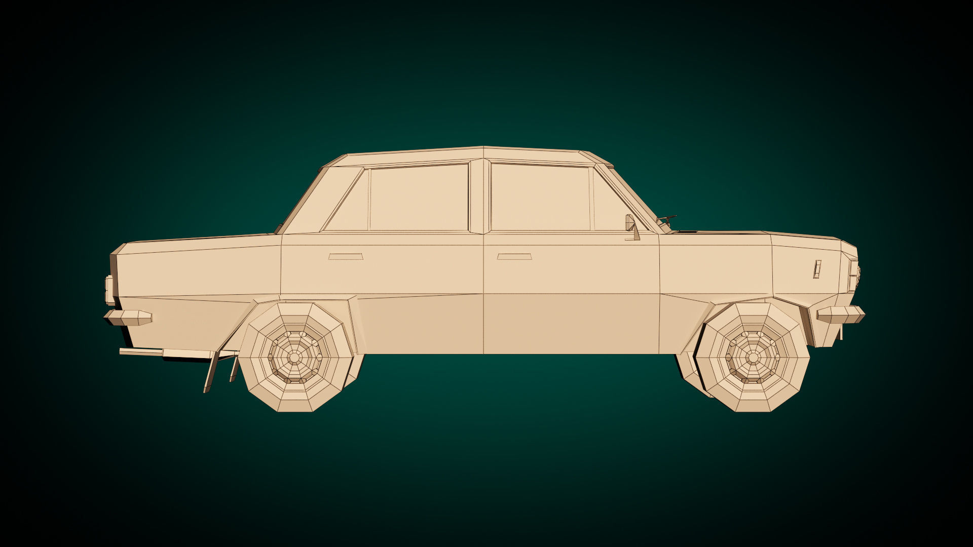Low Poly Sedan Car 11 Low-poly 3D model_11