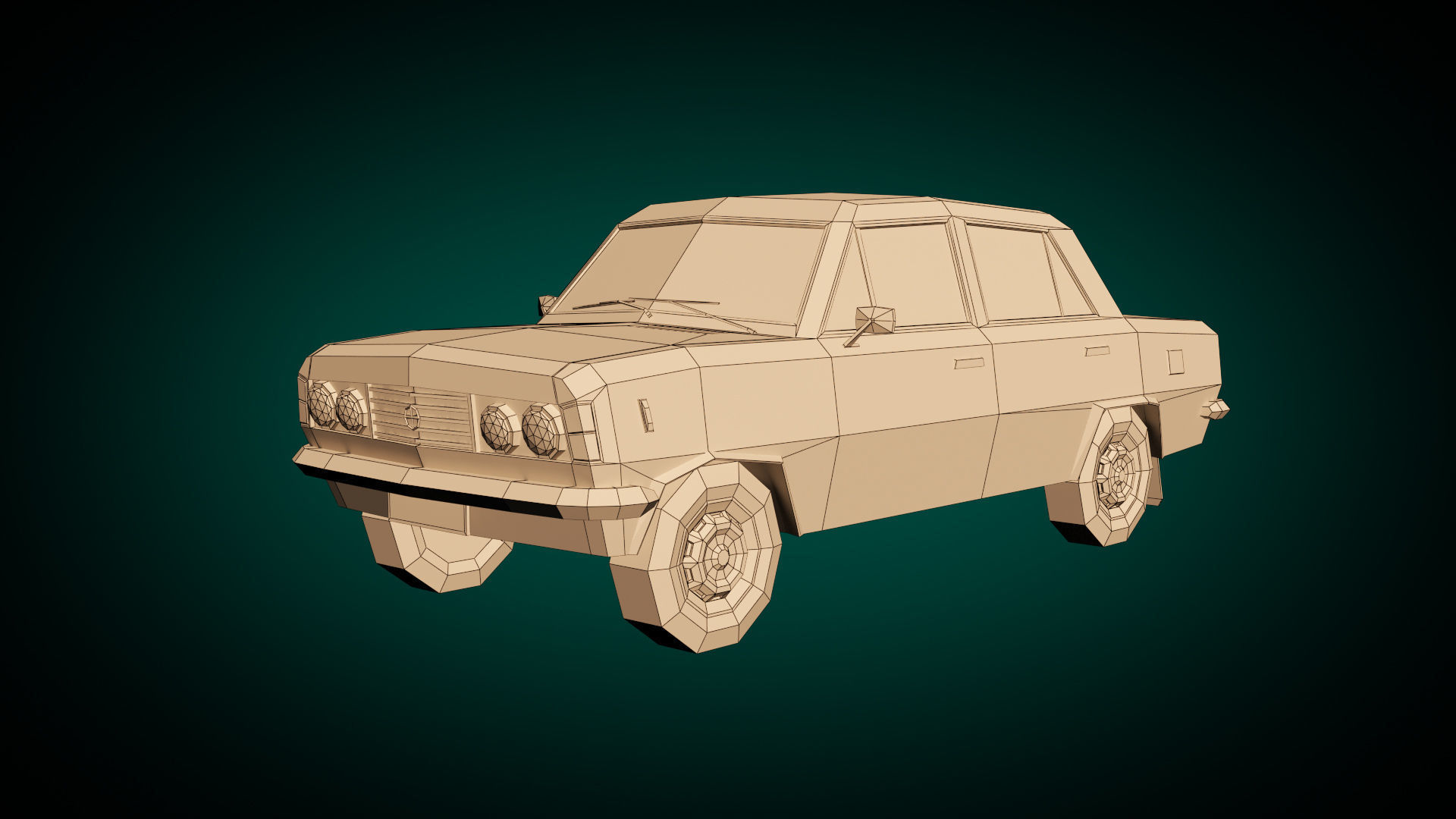 Low Poly Sedan Car 11 Low-poly 3D model_9