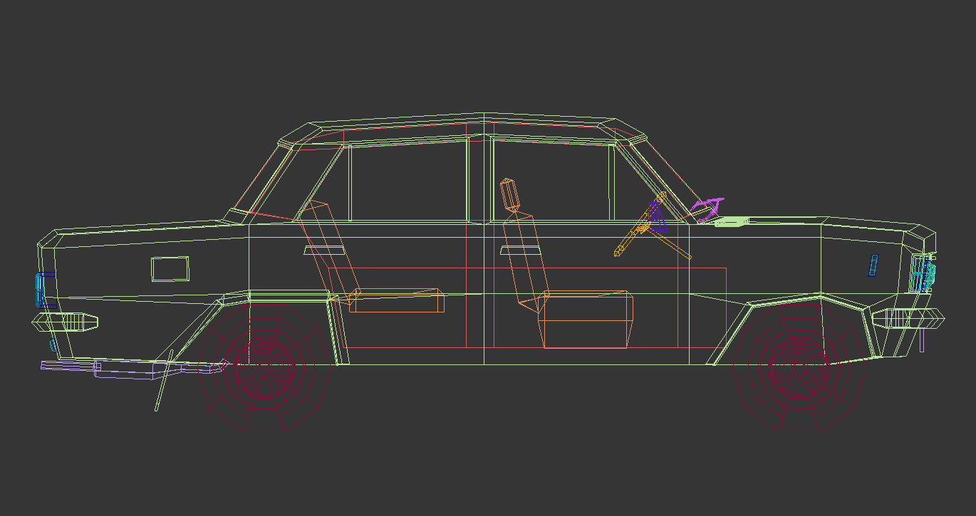 Low Poly Sedan Car 11 Low-poly 3D model_16