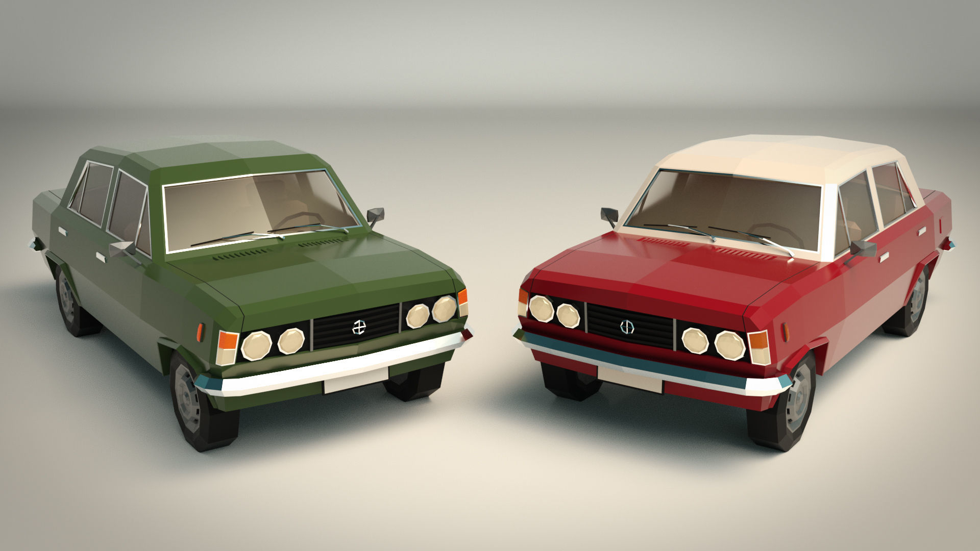 Low Poly Sedan Car 11 Low-poly 3D model_2