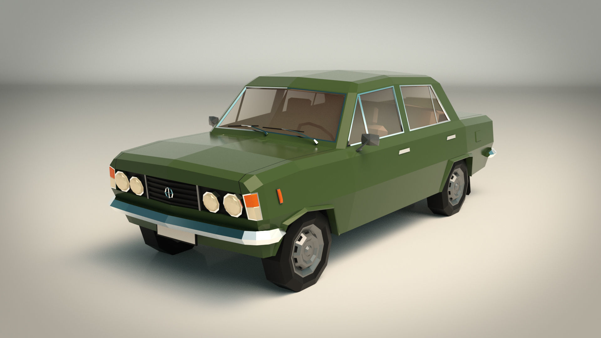 Low Poly Sedan Car 11 Low-poly 3D model_3