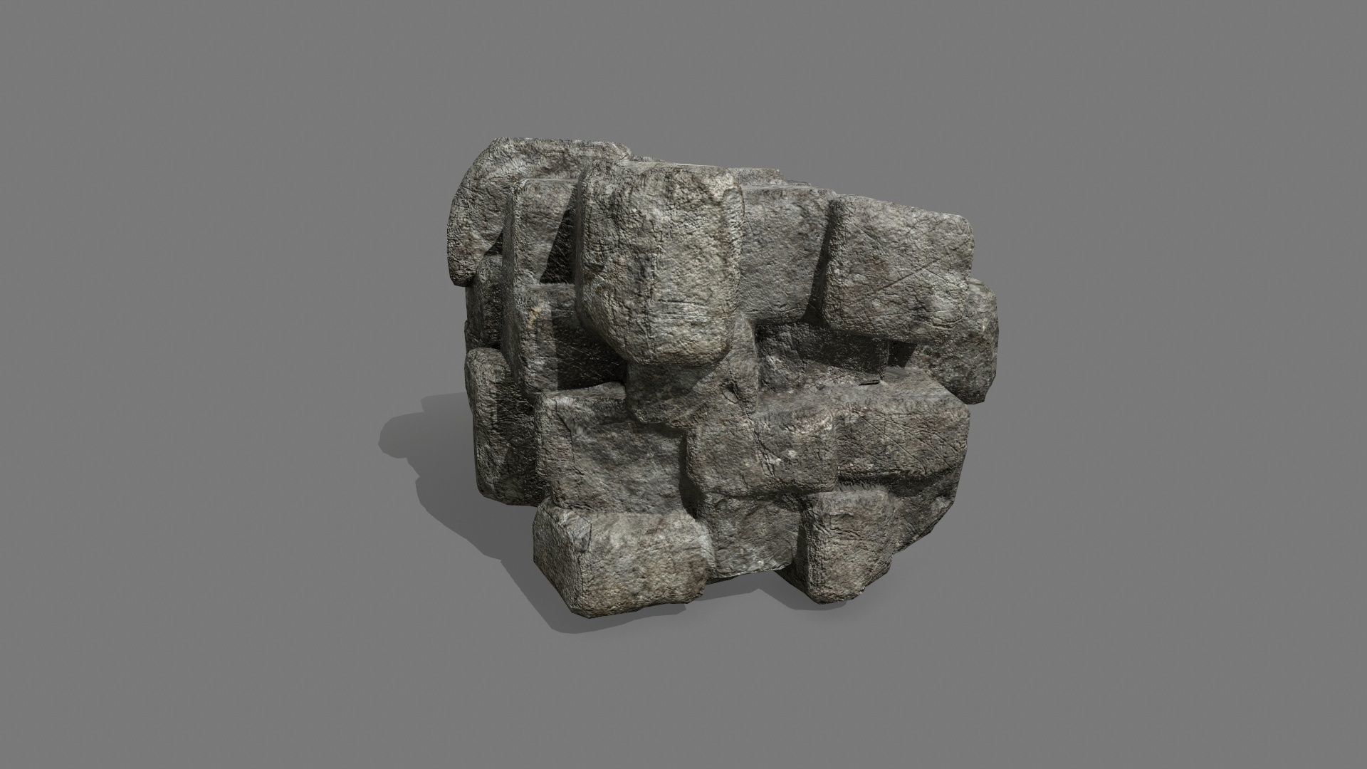 Stone Set rock Low-poly 3D model_8