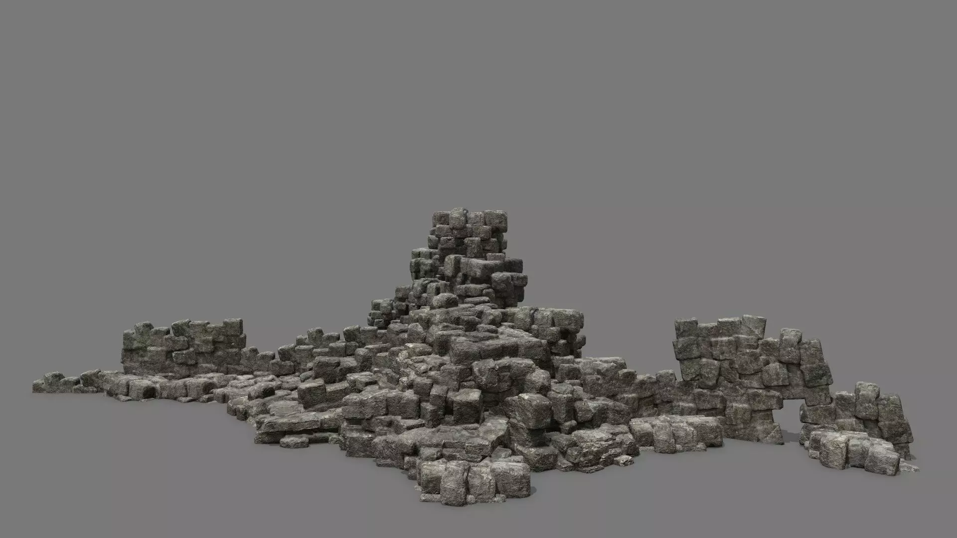 Stone Set rock Low-poly 3D model_0