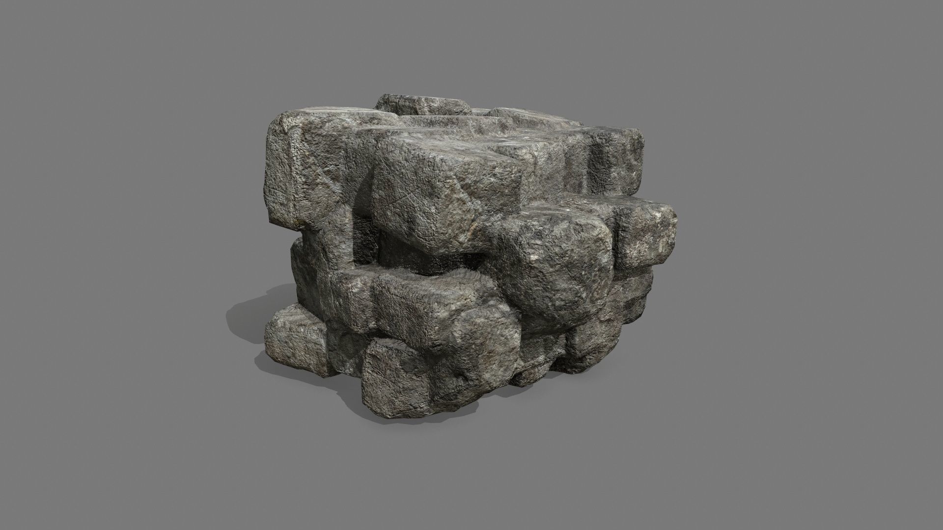 Stone Set rock Low-poly 3D model_9