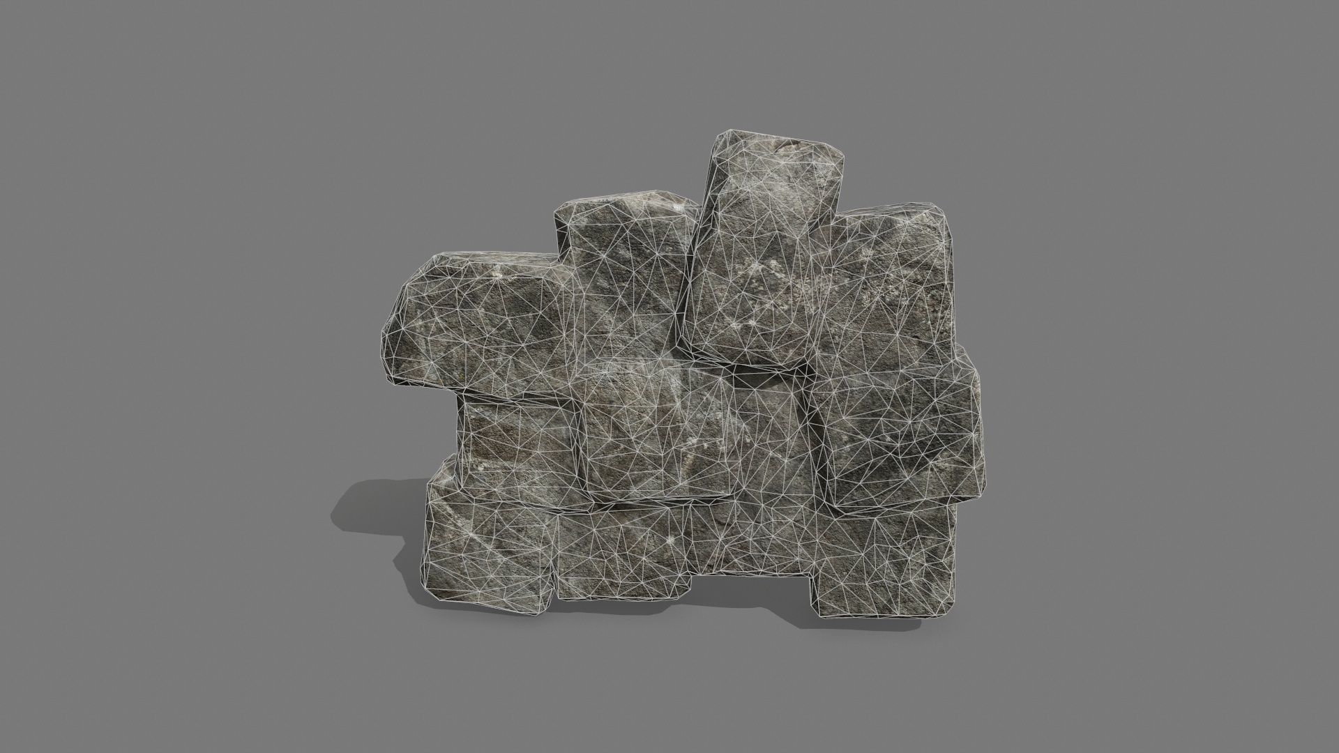 Stone Set rock Low-poly 3D model_4