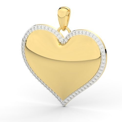 heart pendant diamonds  3D print model