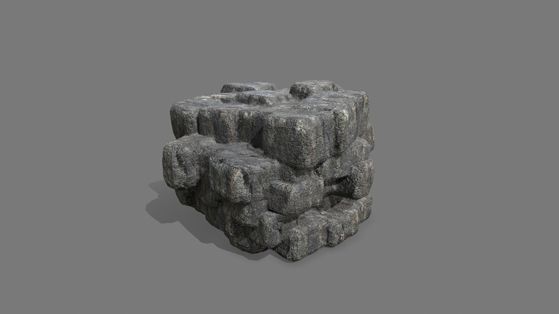 Stone Set piece of rock Low-poly 3D model_1