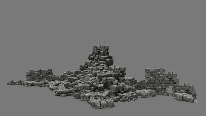 Stone Set piece of rock Low-poly 3D model
