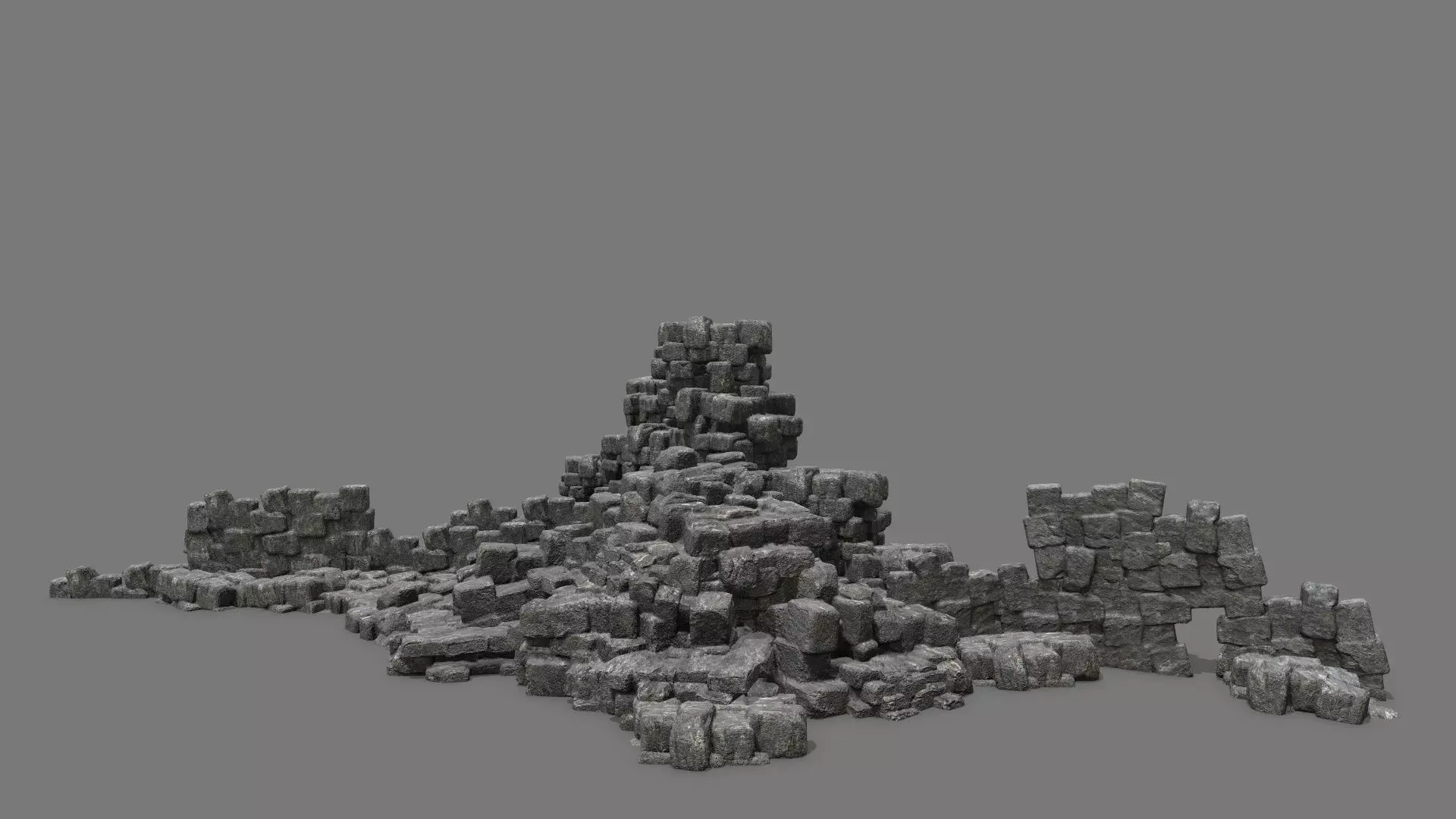 Stone Set piece of rock Low-poly 3D model_0