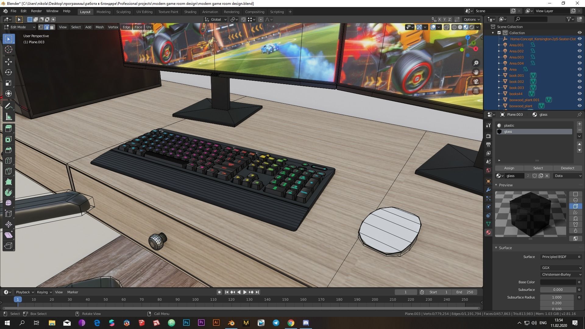 Realistic Low-poly gaming room 3D model_7