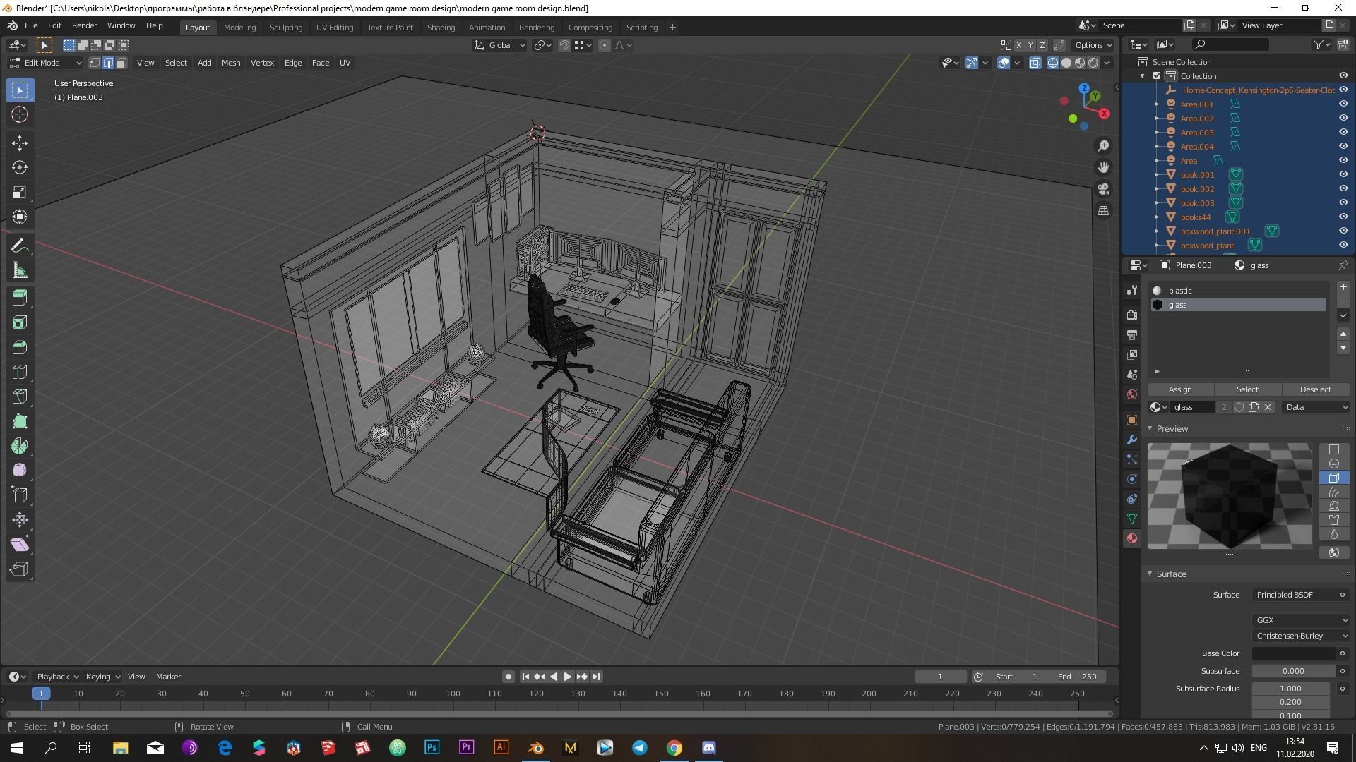 Realistic Low-poly gaming room 3D model_10