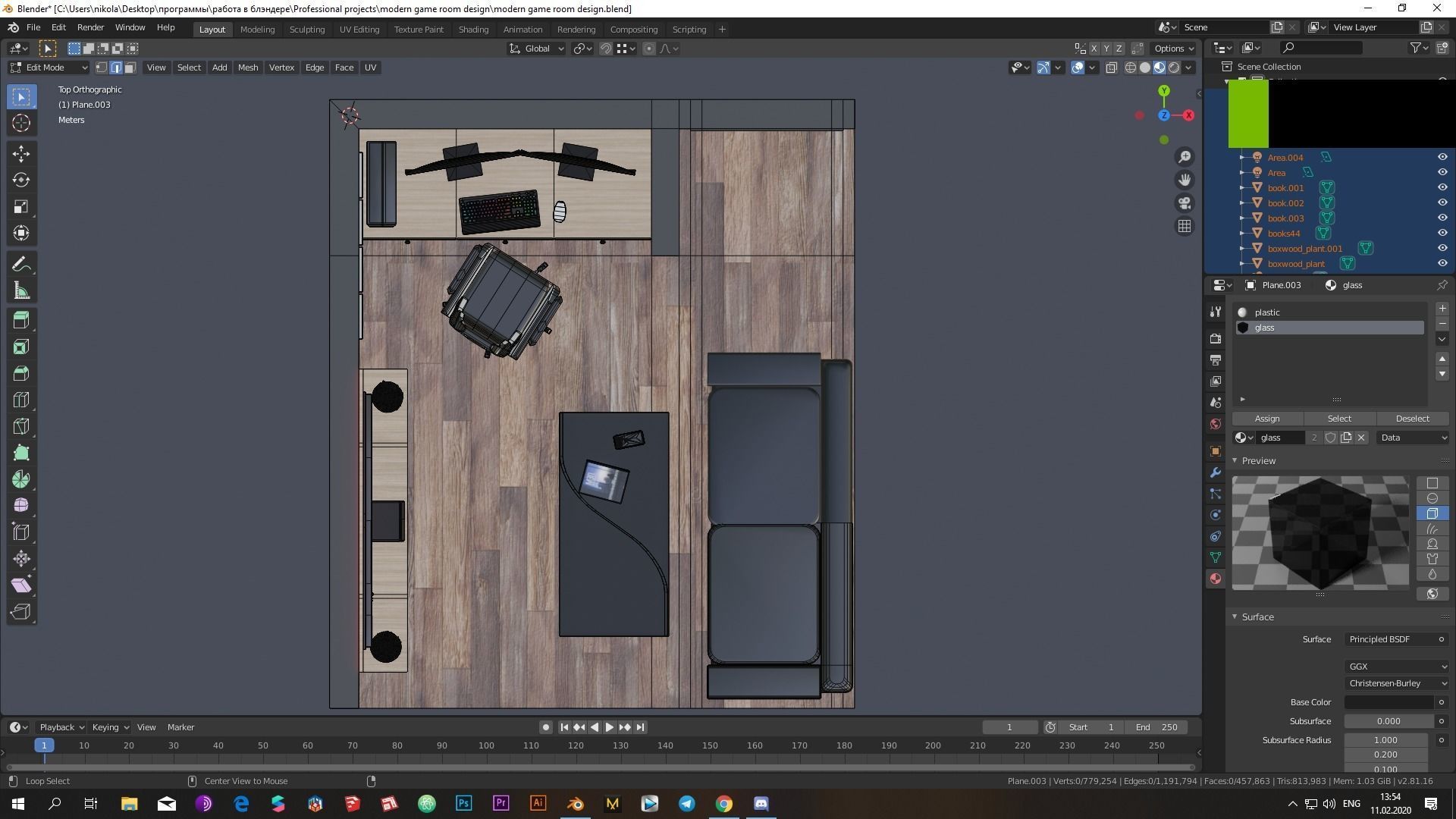 Realistic Low-poly gaming room 3D model_4