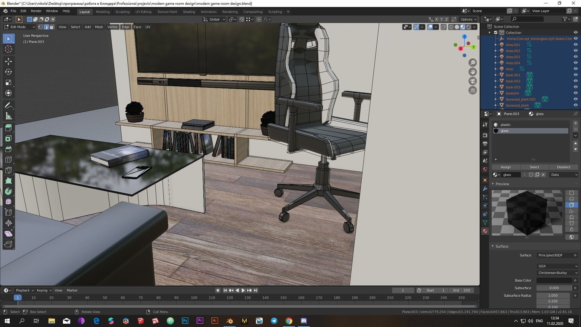 Realistic Low-poly gaming room 3D model_5