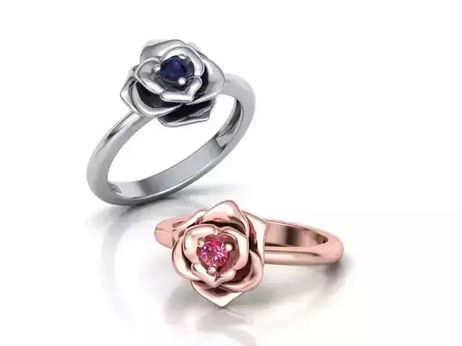 Rose Ring Engagement ring with 3mm stone 3dmodel 3D print model