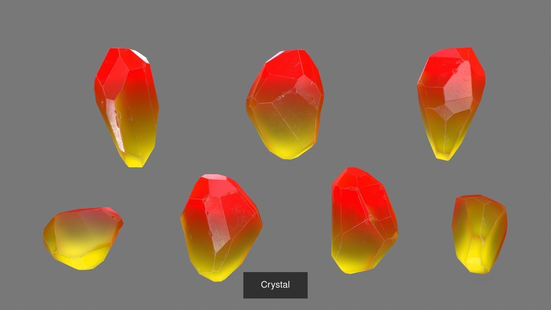 Crystal Set of different colored crystals 3D Model Collection_7