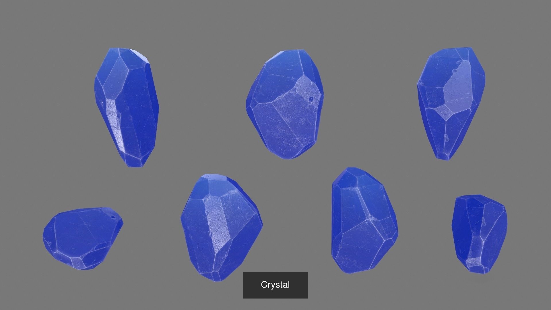 Crystal Set of different colored crystals 3D Model Collection_4