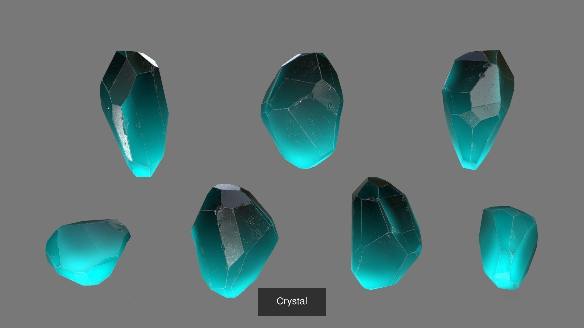 Crystal Set of different colored crystals 3D Model Collection_6