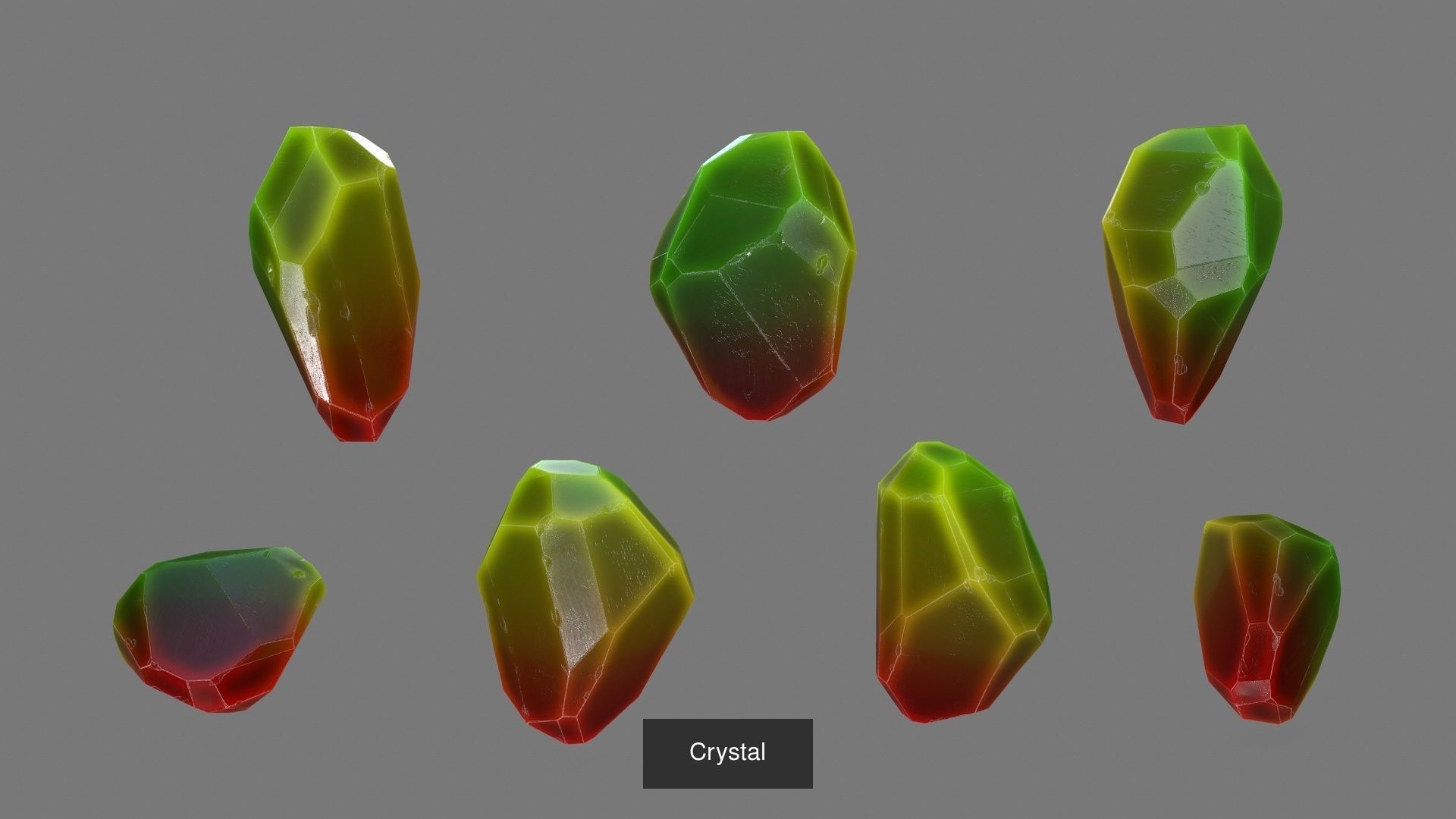 Crystal Set of different colored crystals 3D Model Collection_11