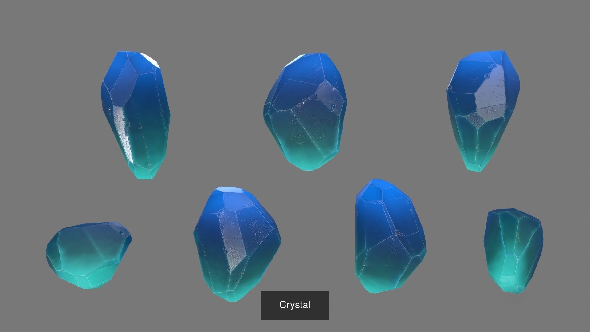 Crystal Set of different colored crystals 3D Model Collection_8