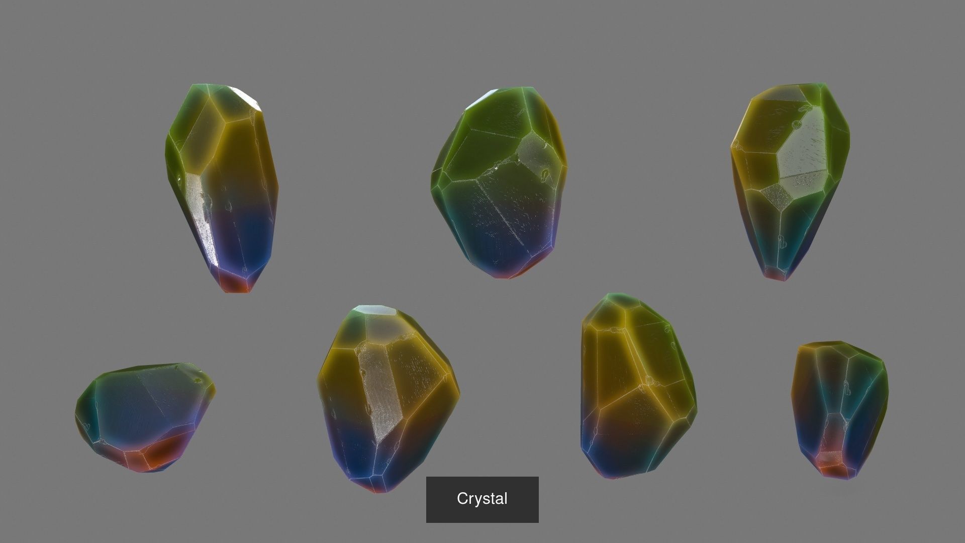 Crystal Set of different colored crystals 3D Model Collection_10