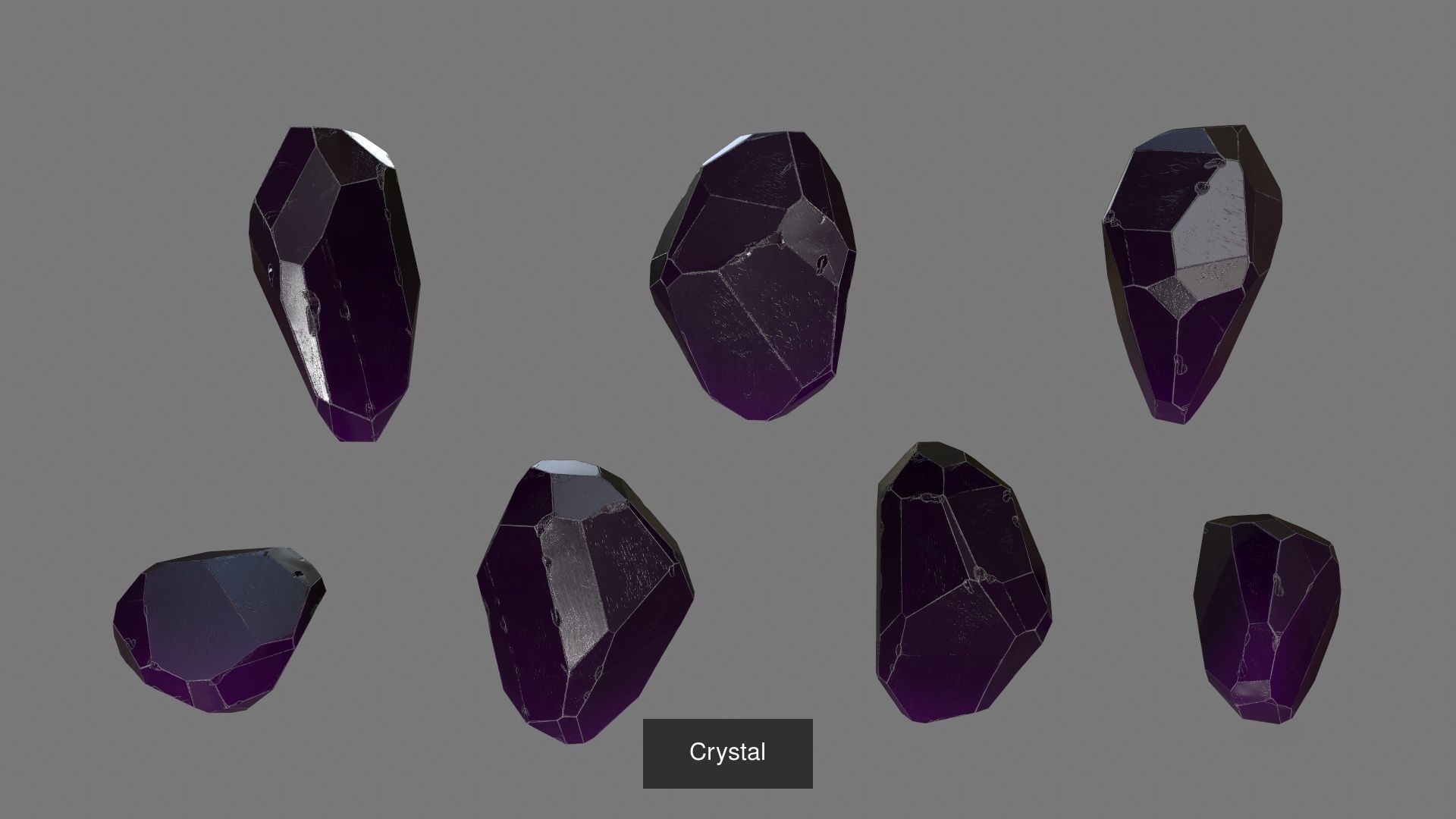 Crystal Set of different colored crystals 3D Model Collection_9